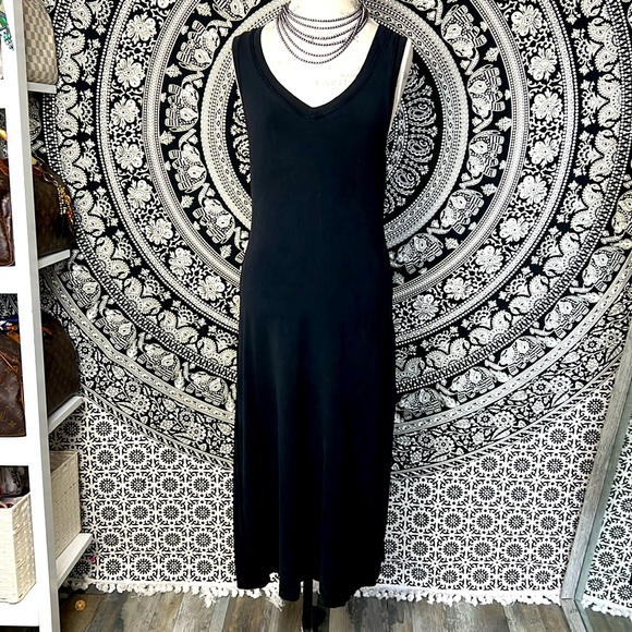 Boston Proper Black Sleeveless Dress V-neck Midi Stretch Travel Comfort Small - Picture 12 of 12